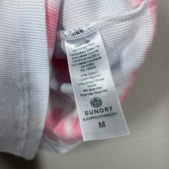 Sundry Medium Rib Tank Top White Red Stripe Tie Dye Cotton Blend Pullover - Picture 5 of 5